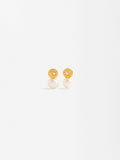 Aretes Cortos Con Perlas De Agua Dulce Y Circonitas - Plata De Ley 925