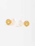Aretes Cortos Con Perlas De Agua Dulce Y Circonitas - Plata De Ley 925