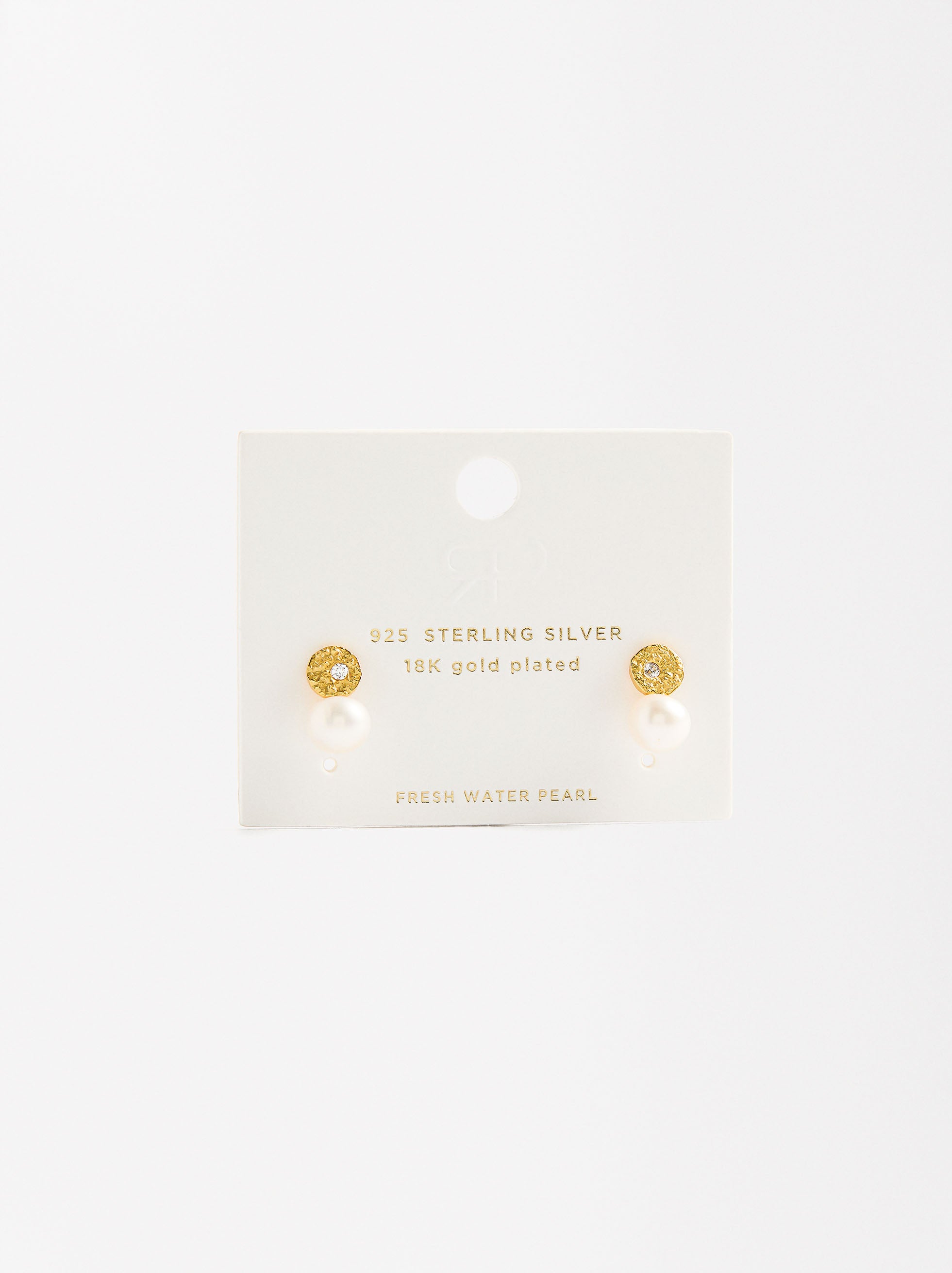 Aretes Cortos Con Perlas De Agua Dulce Y Circonitas - Plata De Ley 925