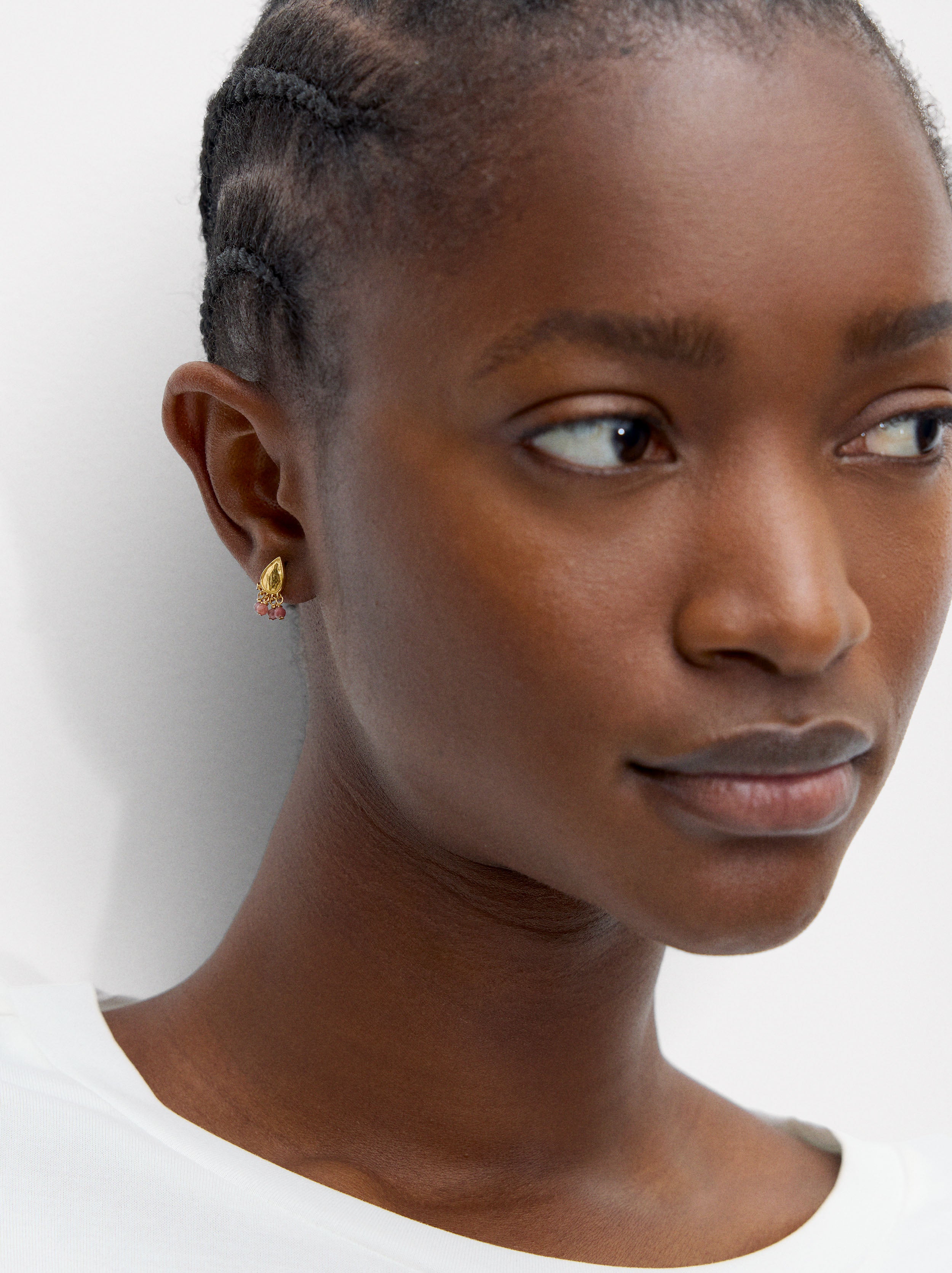 Aretes En Forma De Lágrima Con Piedras - Plata De Ley 925