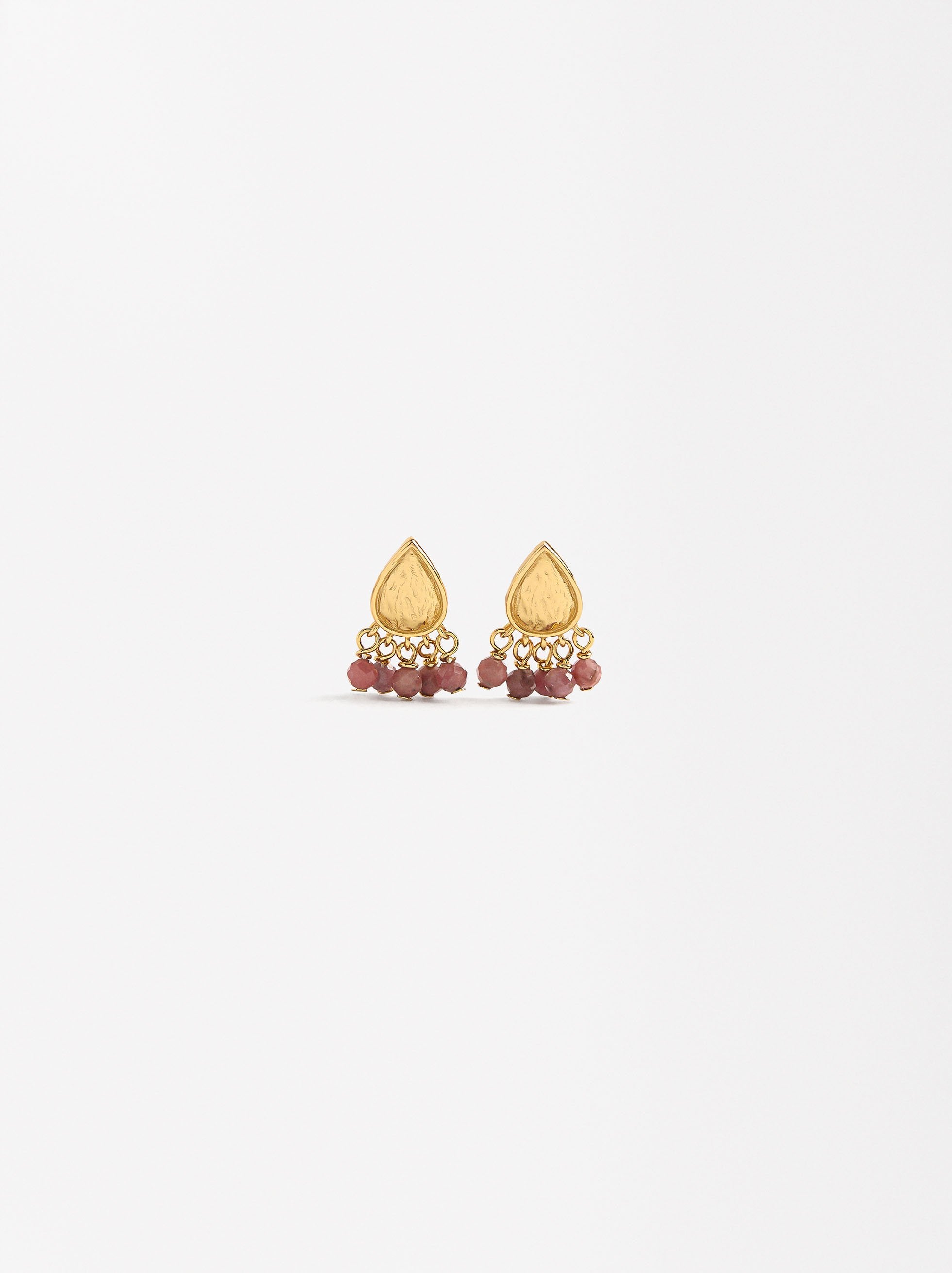 Aretes En Forma De Lágrima Con Piedras - Plata De Ley 925