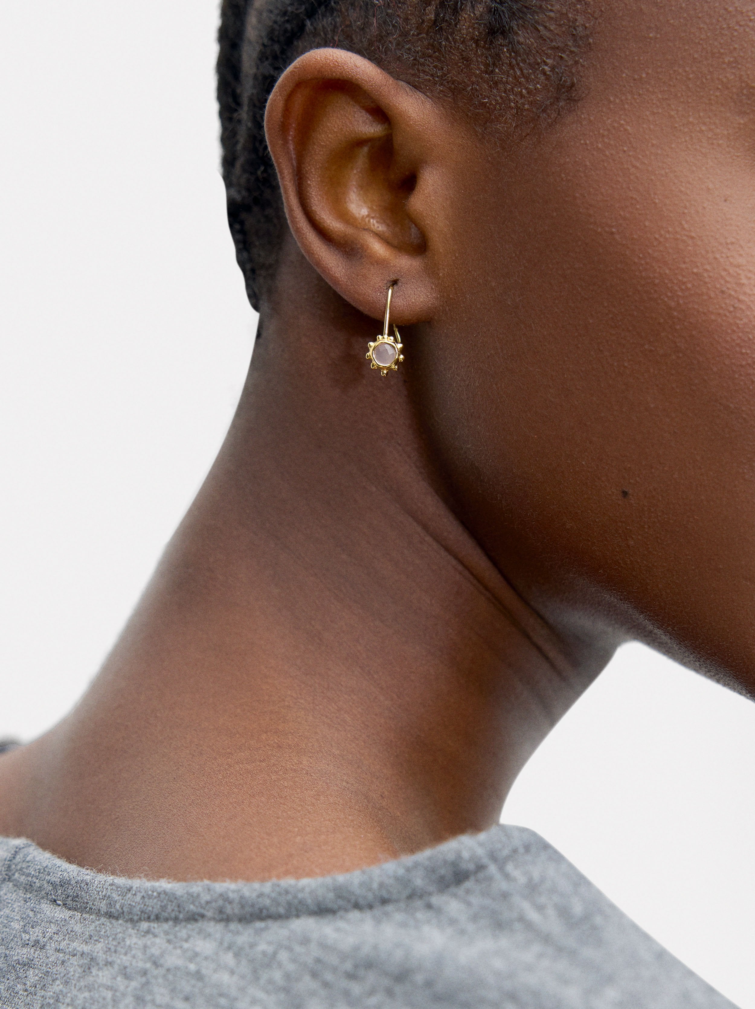 Aretes Cortos Con Piedras - Plata De Ley 925