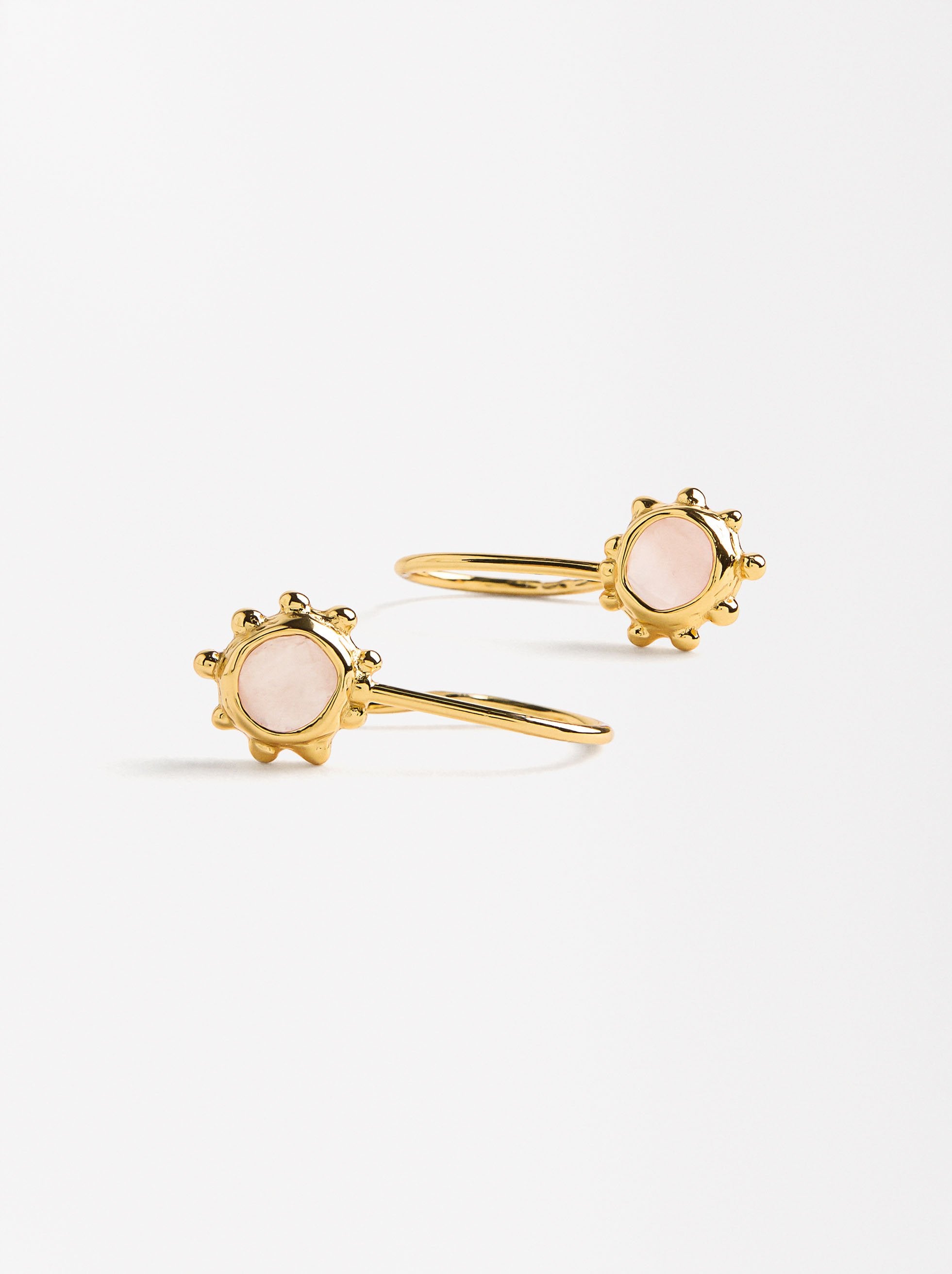 Aretes Cortos Con Piedras - Plata De Ley 925