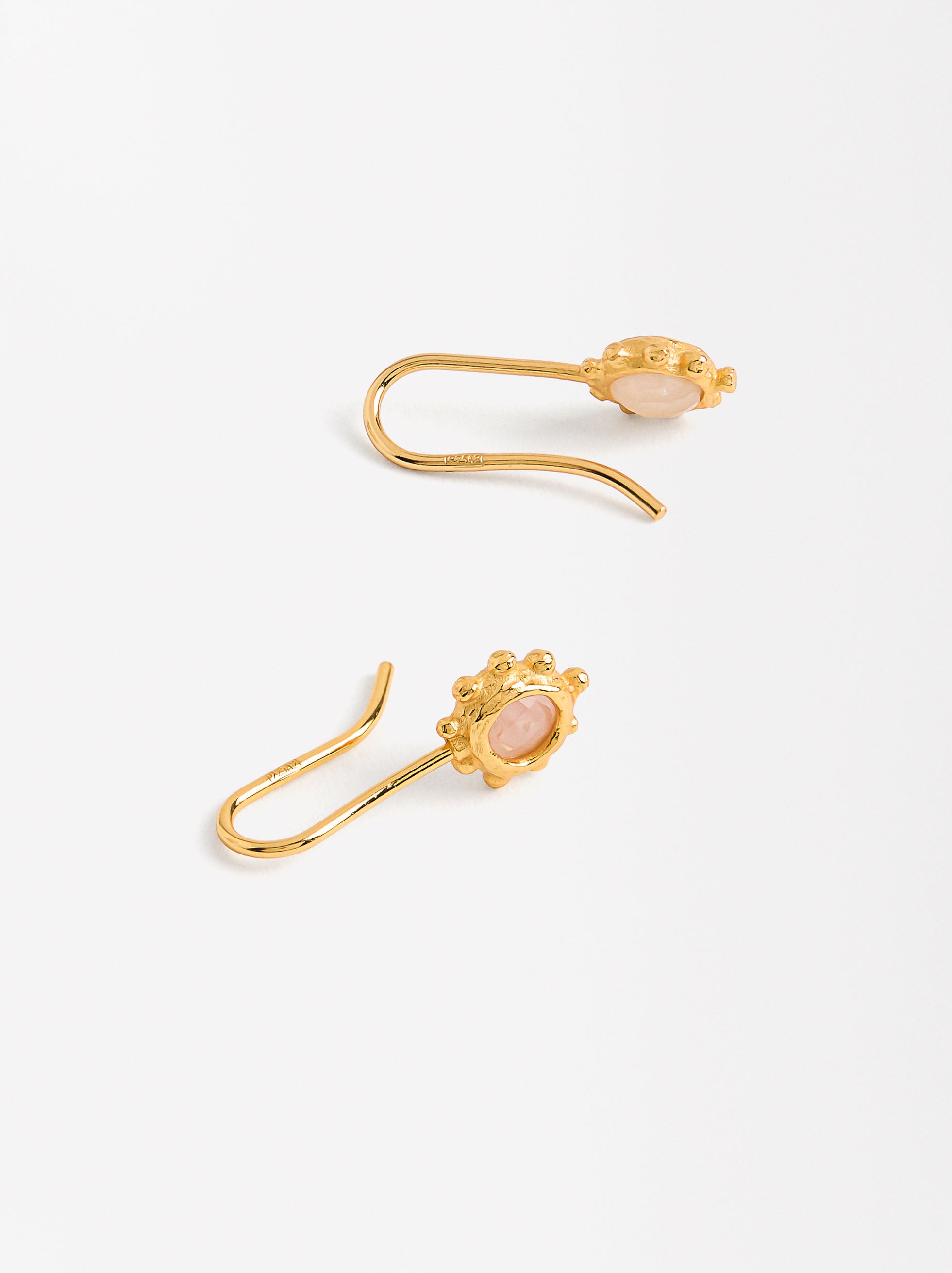 Aretes Cortos Con Piedras - Plata De Ley 925