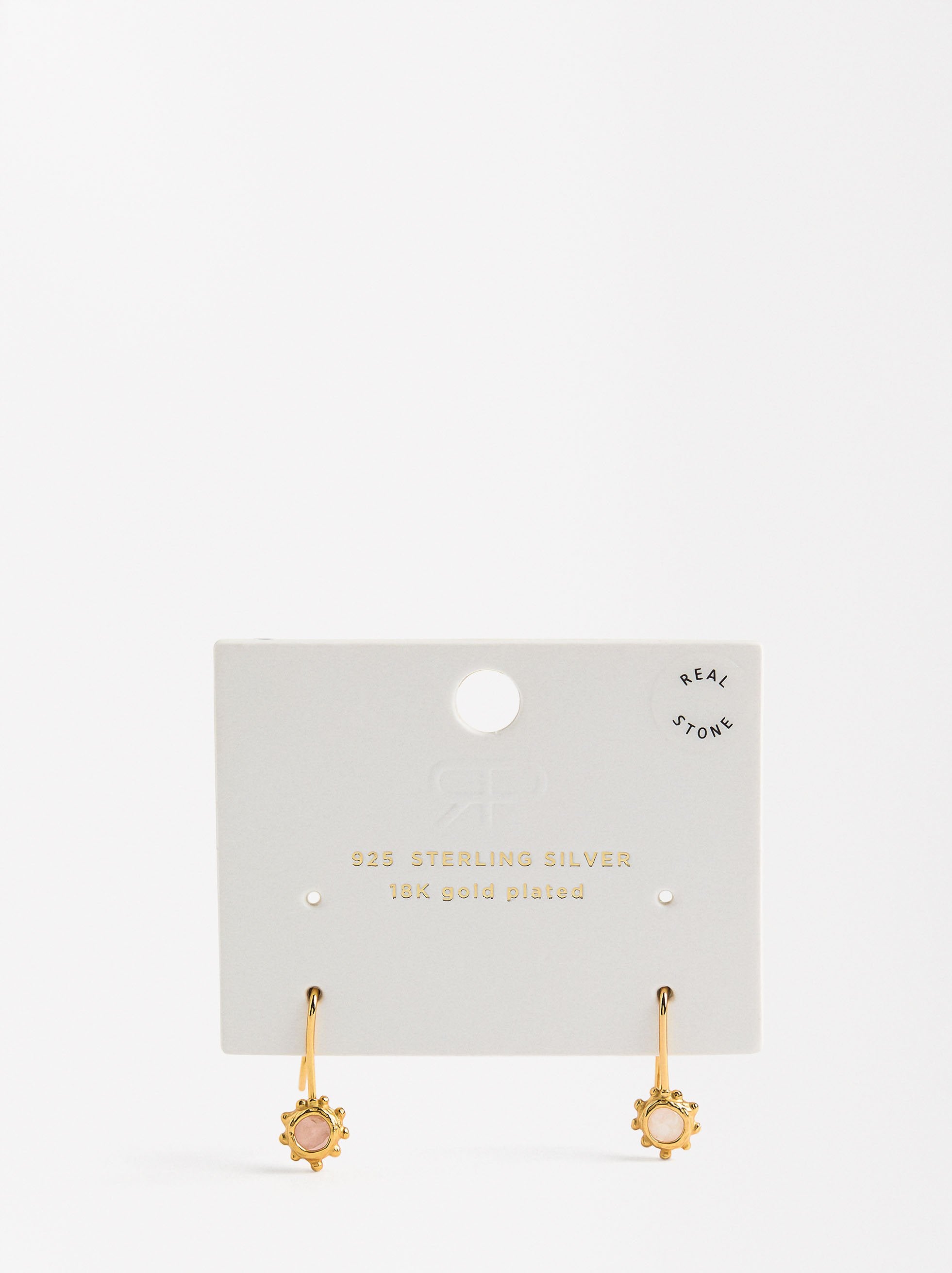 Aretes Cortos Con Piedras - Plata De Ley 925