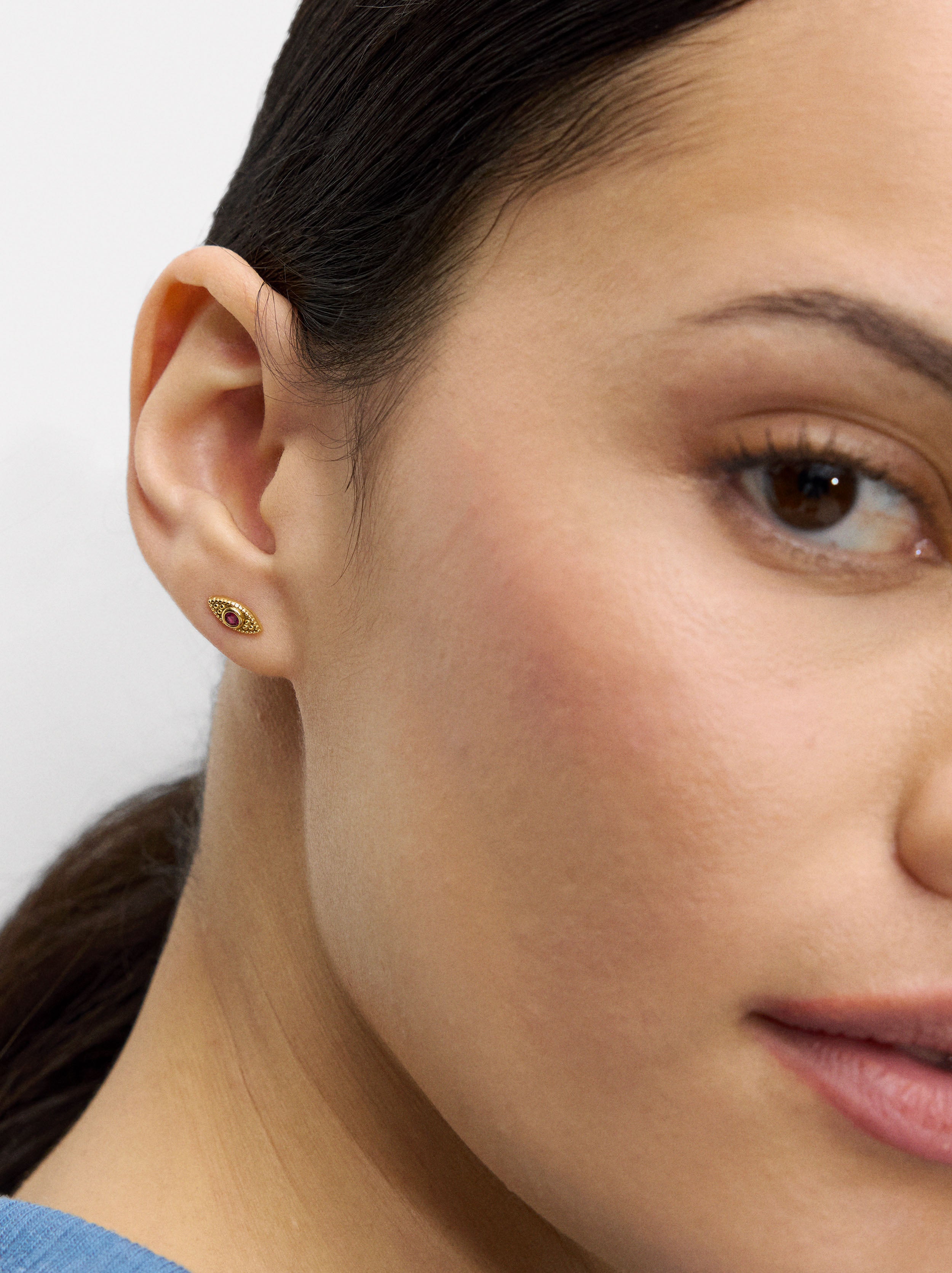 Pendientes Ojos Con Circonitas - Plata De Ley 925