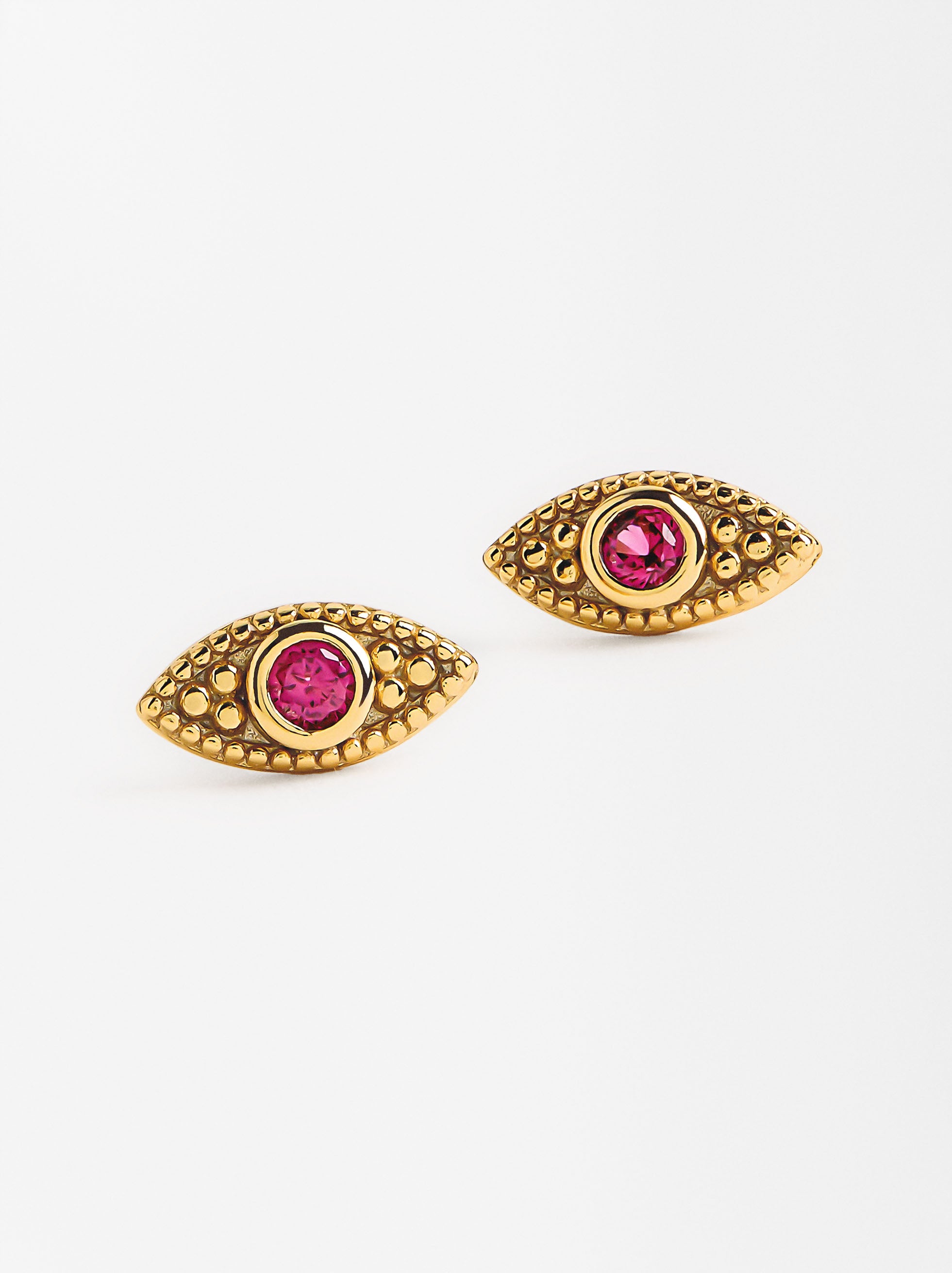 Aretes Ojos Con Circonitas - Plata De Ley 925