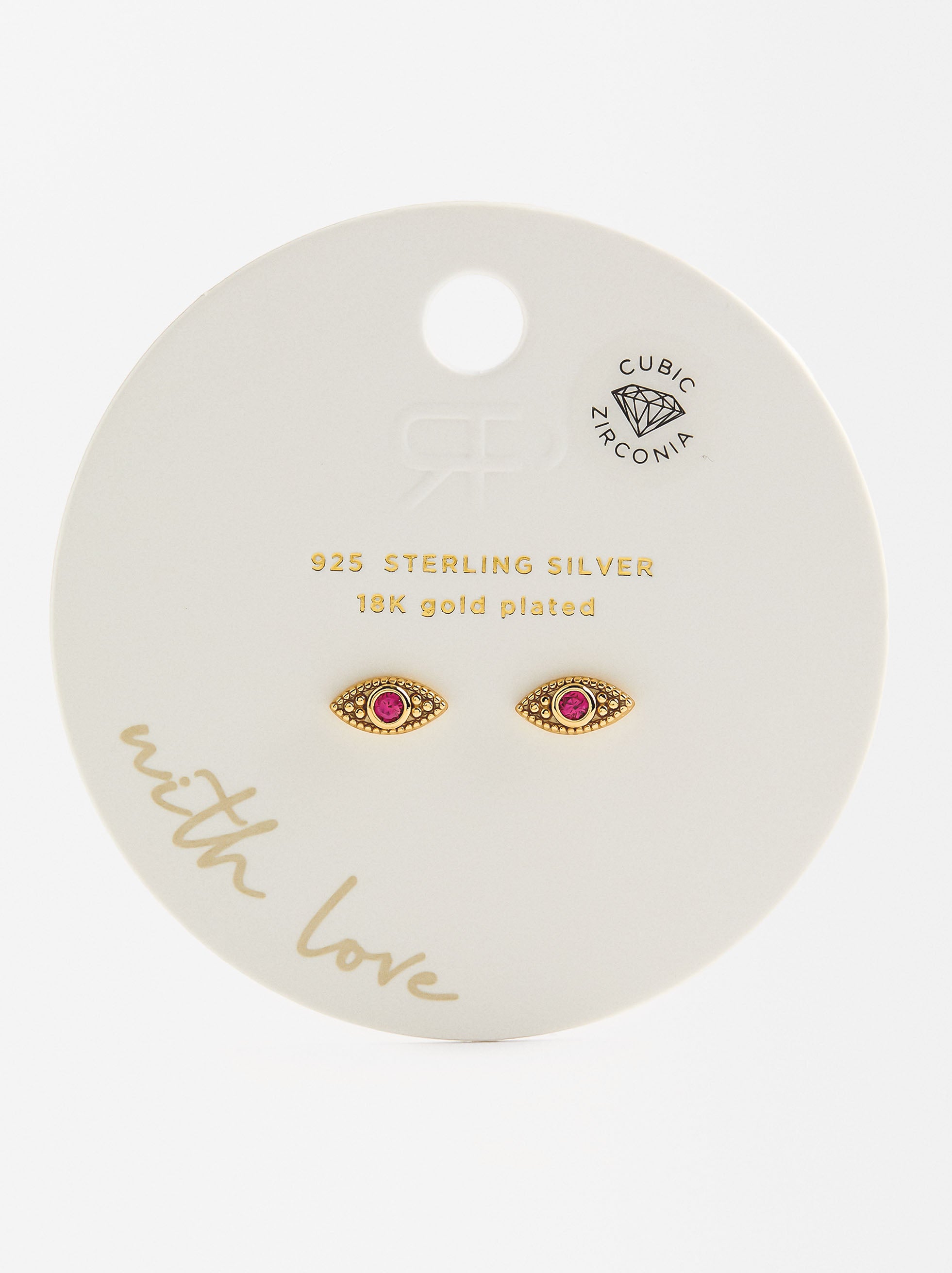 Aretes Ojos Con Circonitas - Plata De Ley 925