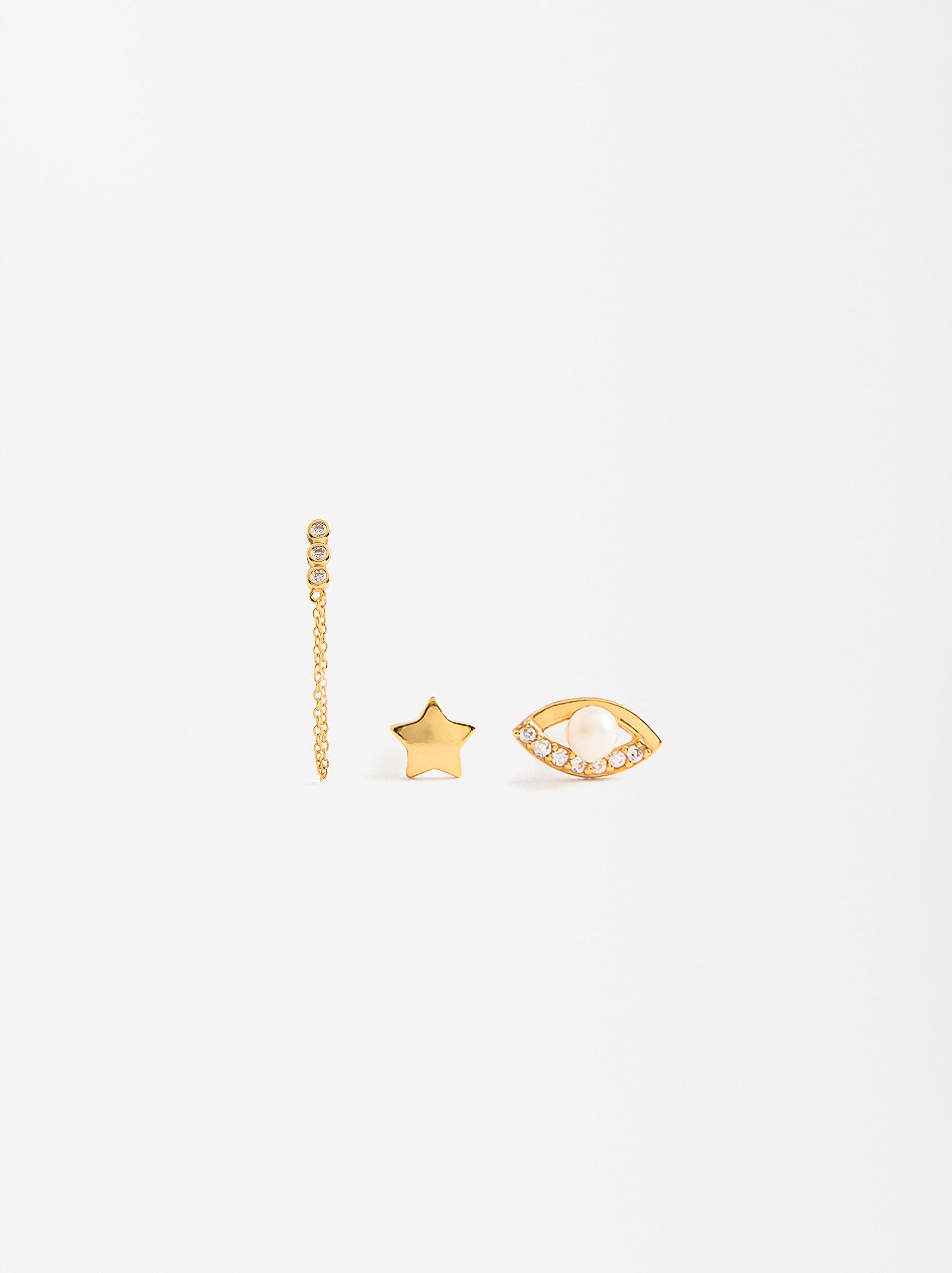 Set De Aretes Circonitas Y Perla De Agua Dulce - Plata De Ley 925