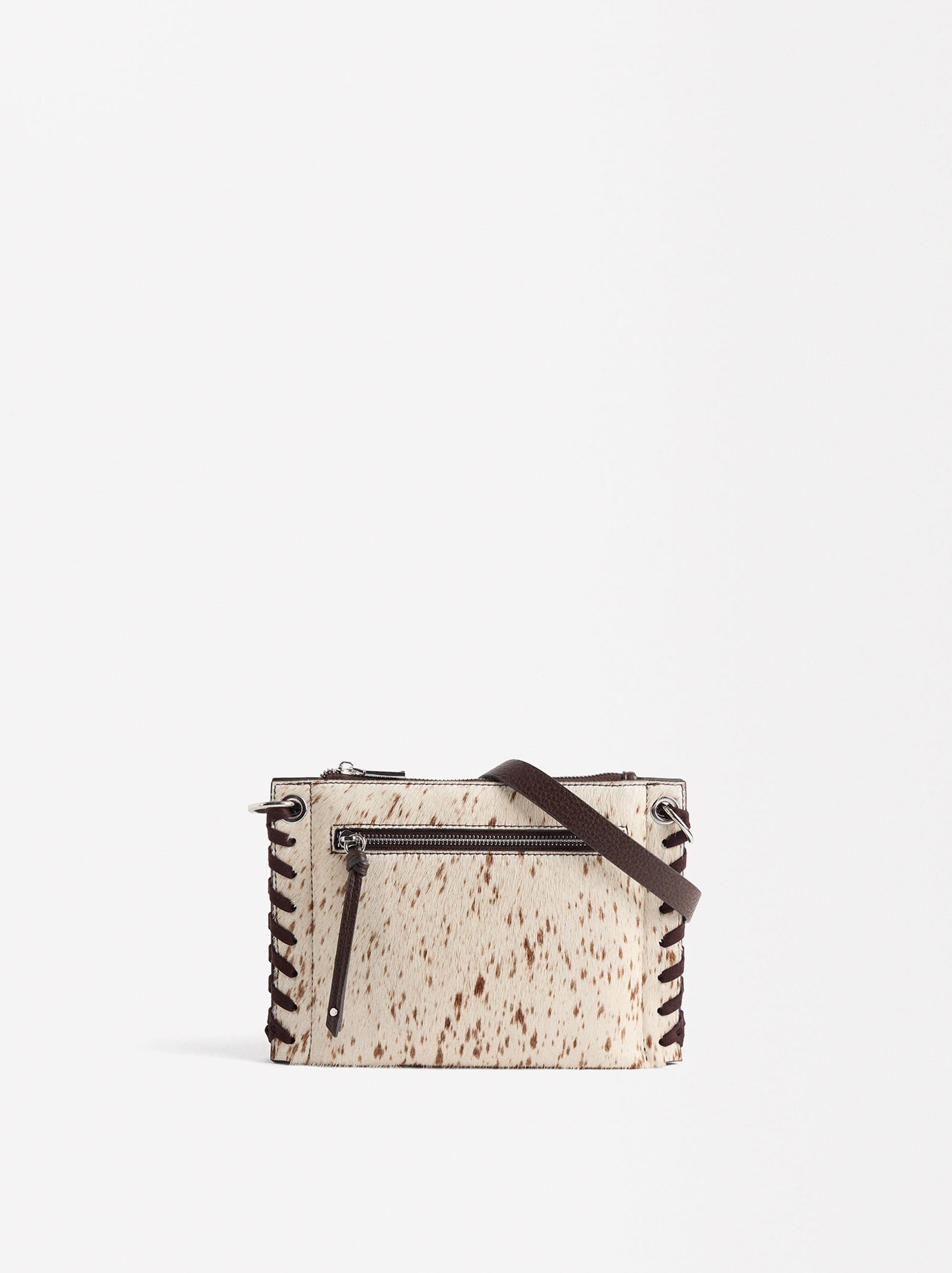 Bolso Bandolera De Piel Con Bolsillo Exterior