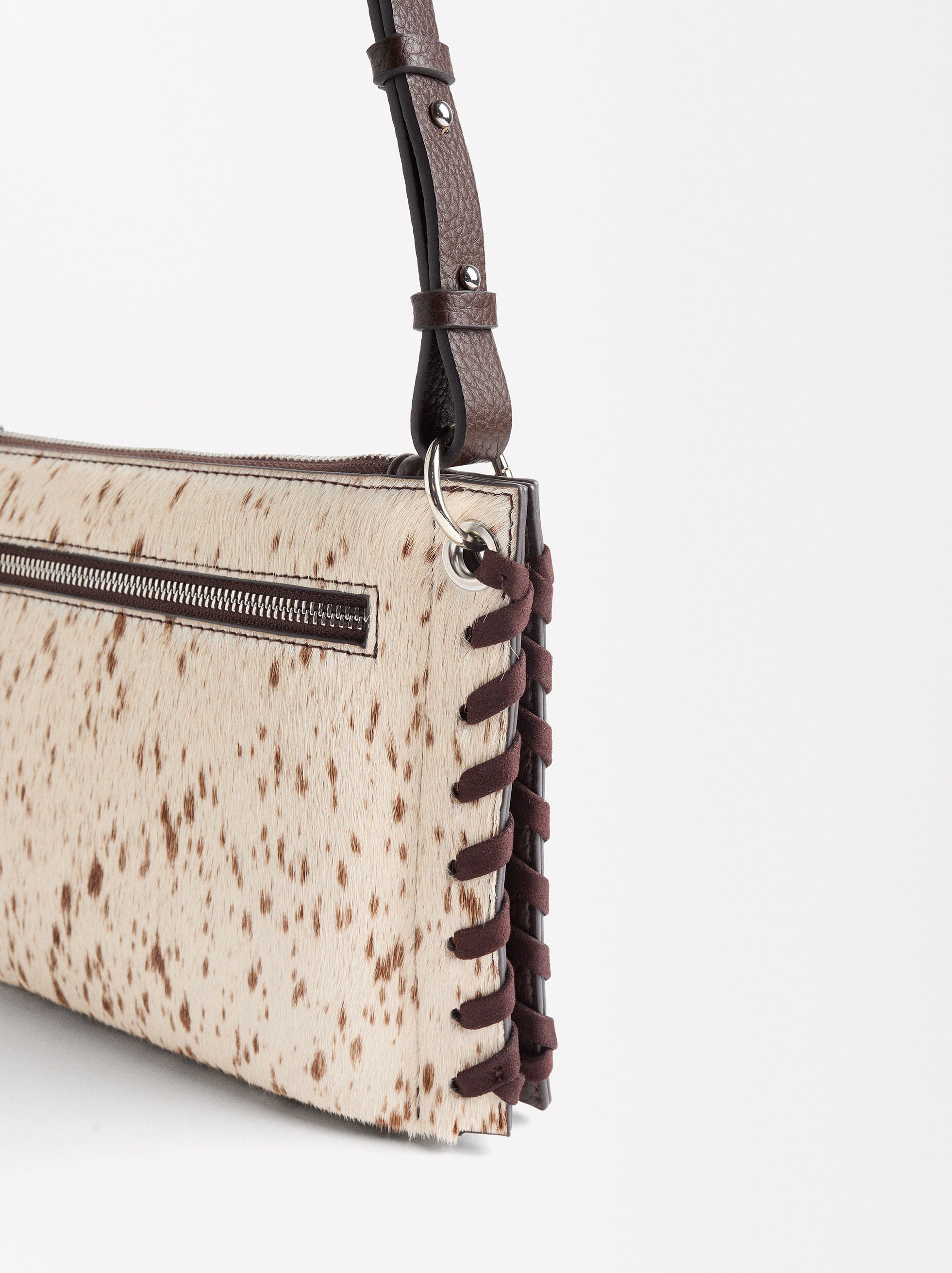 Bolso Bandolera De Piel Con Bolsillo Exterior