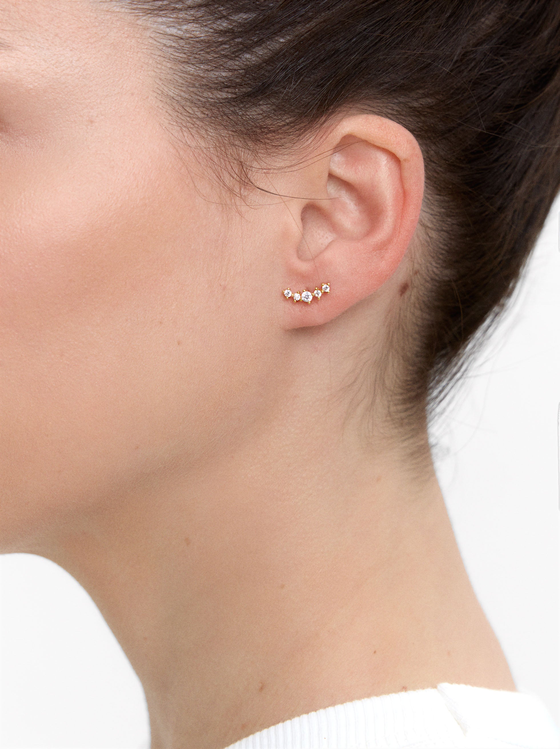 Pendiente Individual Con Circonitas - Plata De Ley 925