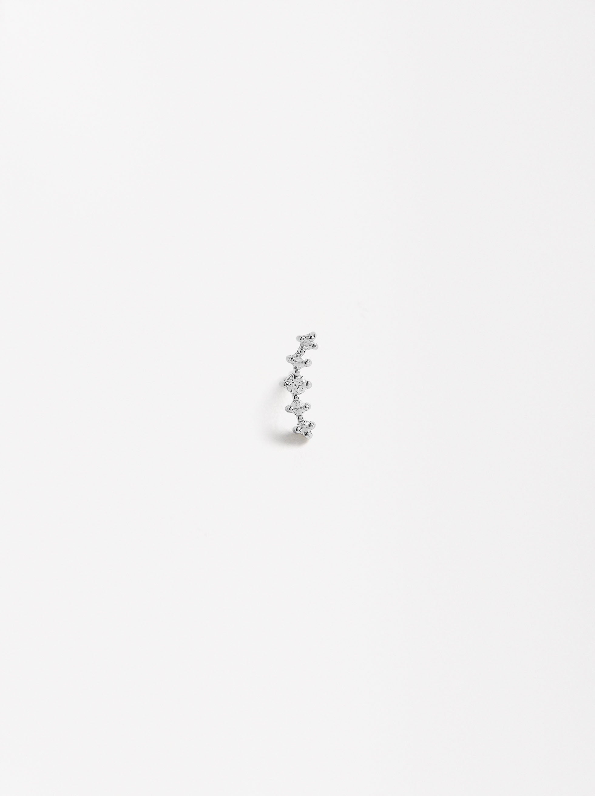 Pendiente Individual Con Circonitas - Plata De Ley 925