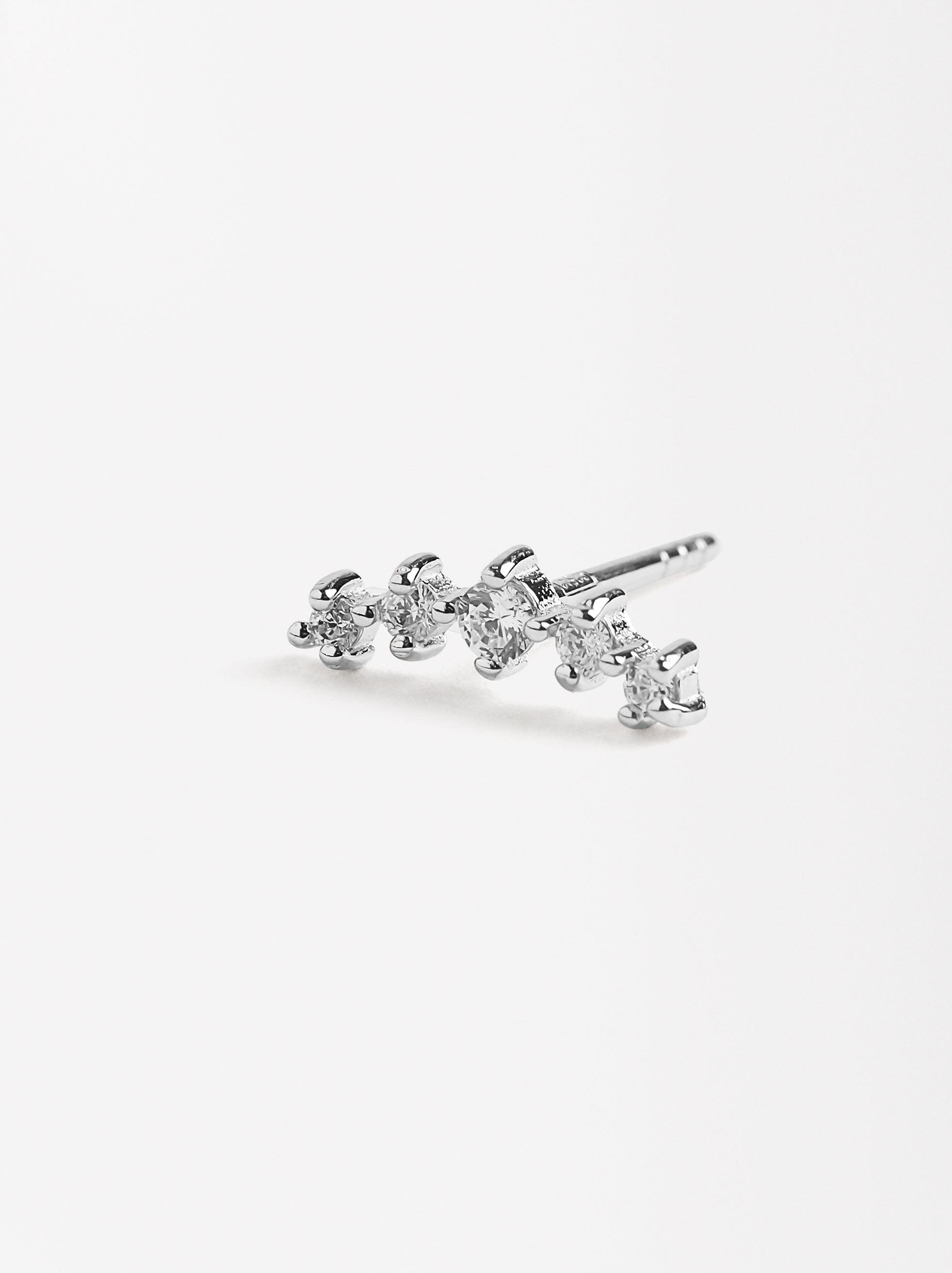 Pendiente Individual Con Circonitas - Plata De Ley 925