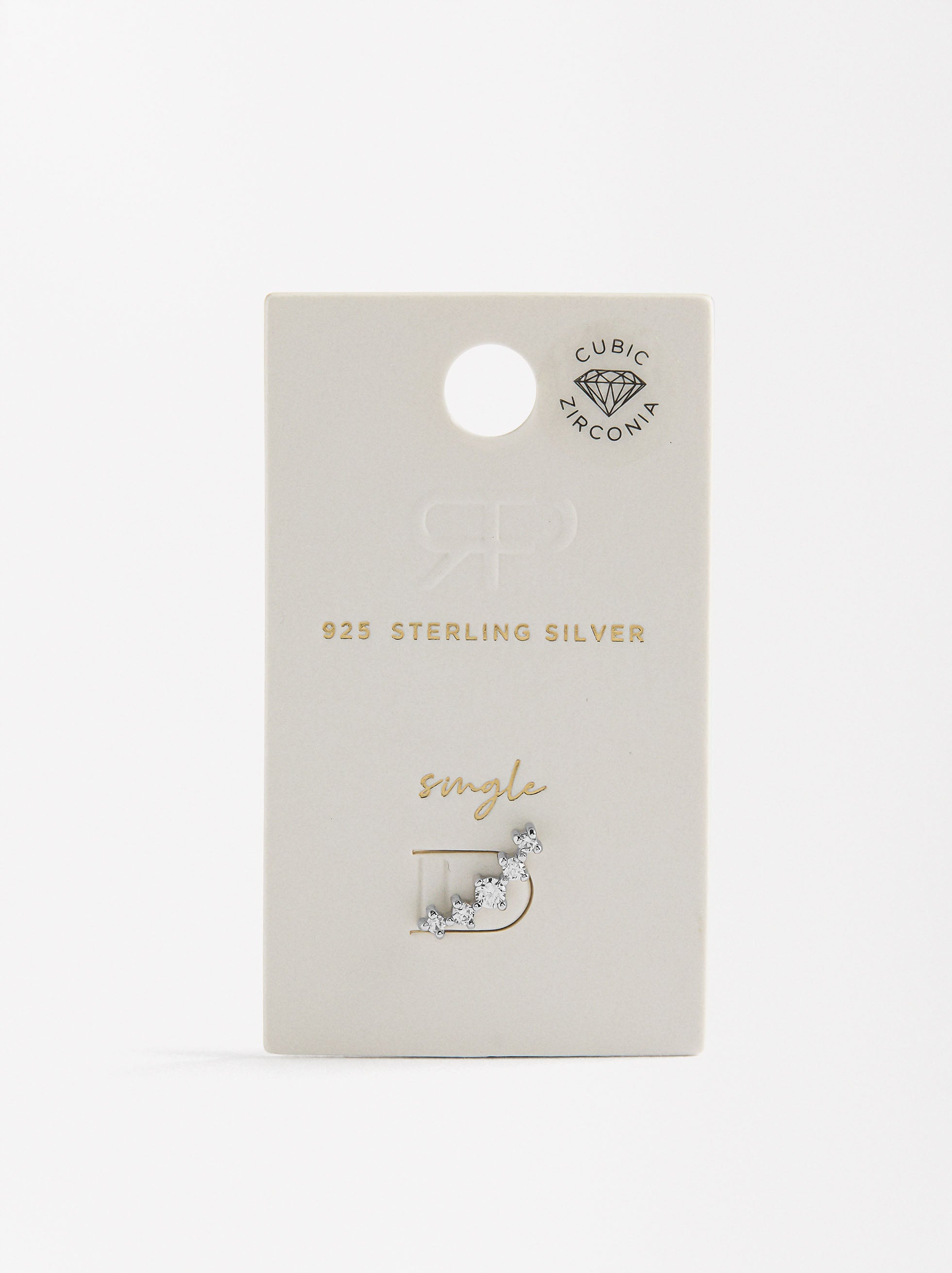 Arete Individual Con Circonitas - Plata De Ley 925