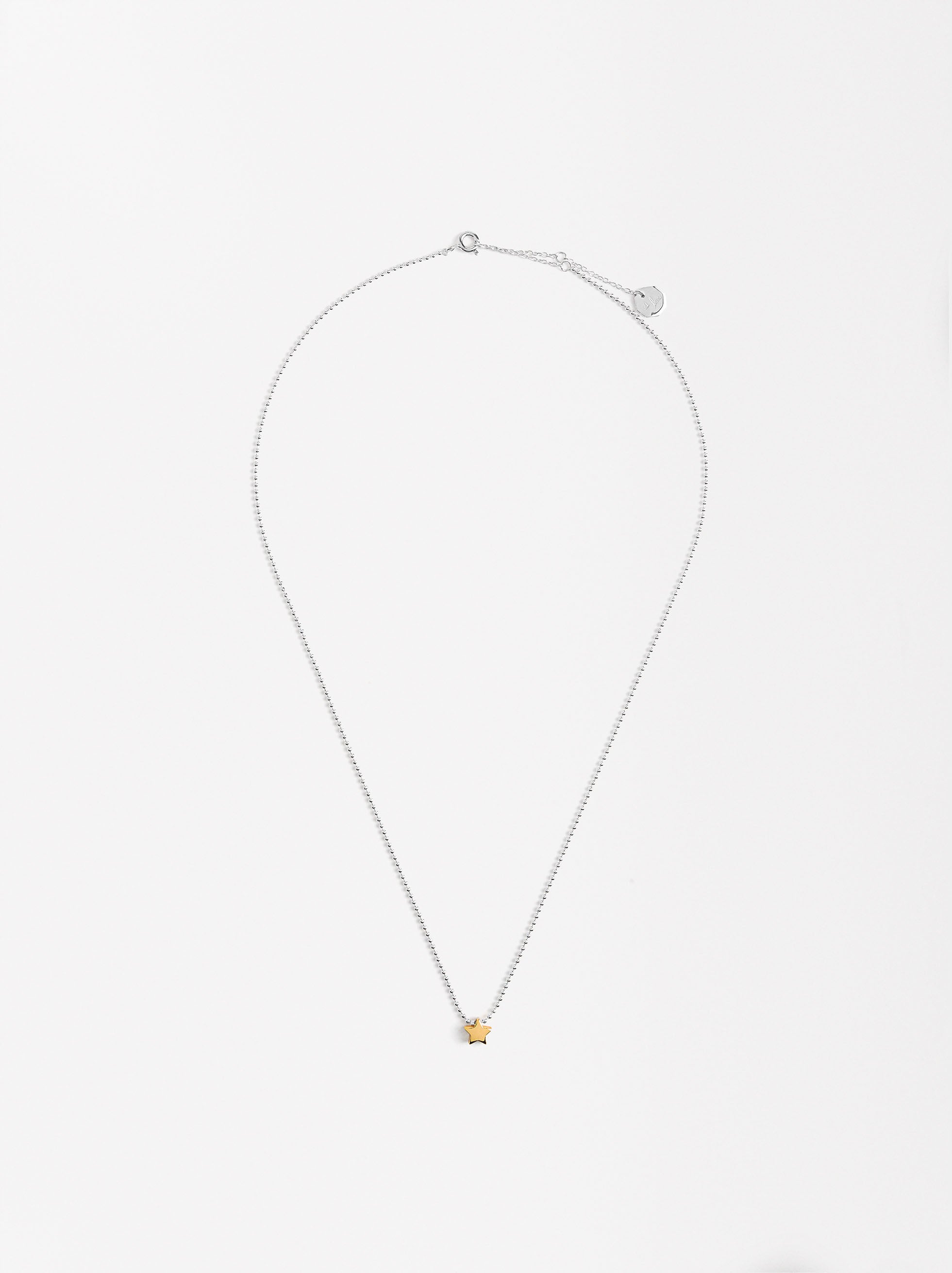 Collar Bicolor Con Estrella - Plata De Ley 925