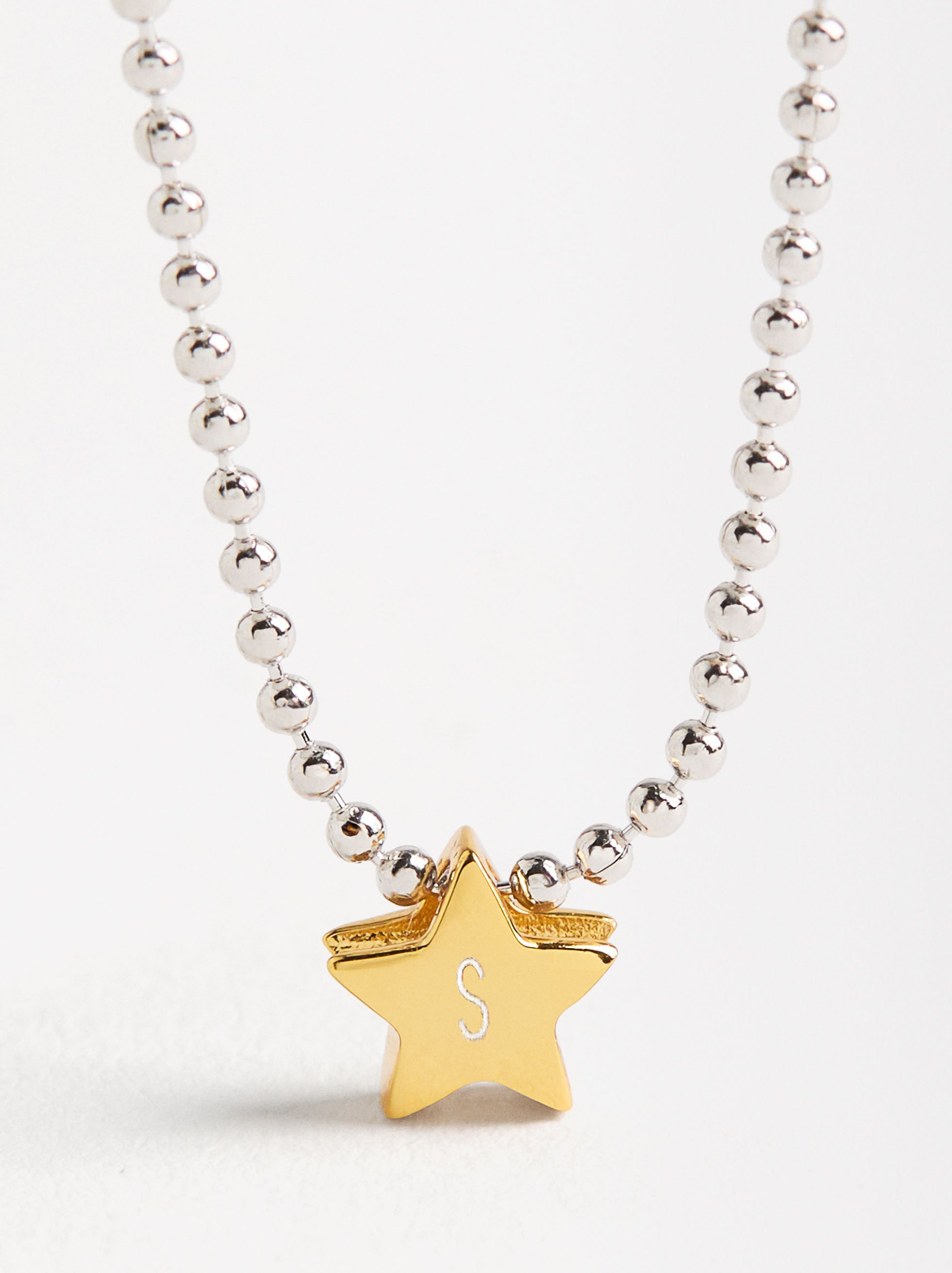 Collar Bicolor Con Estrella - Plata De Ley 925