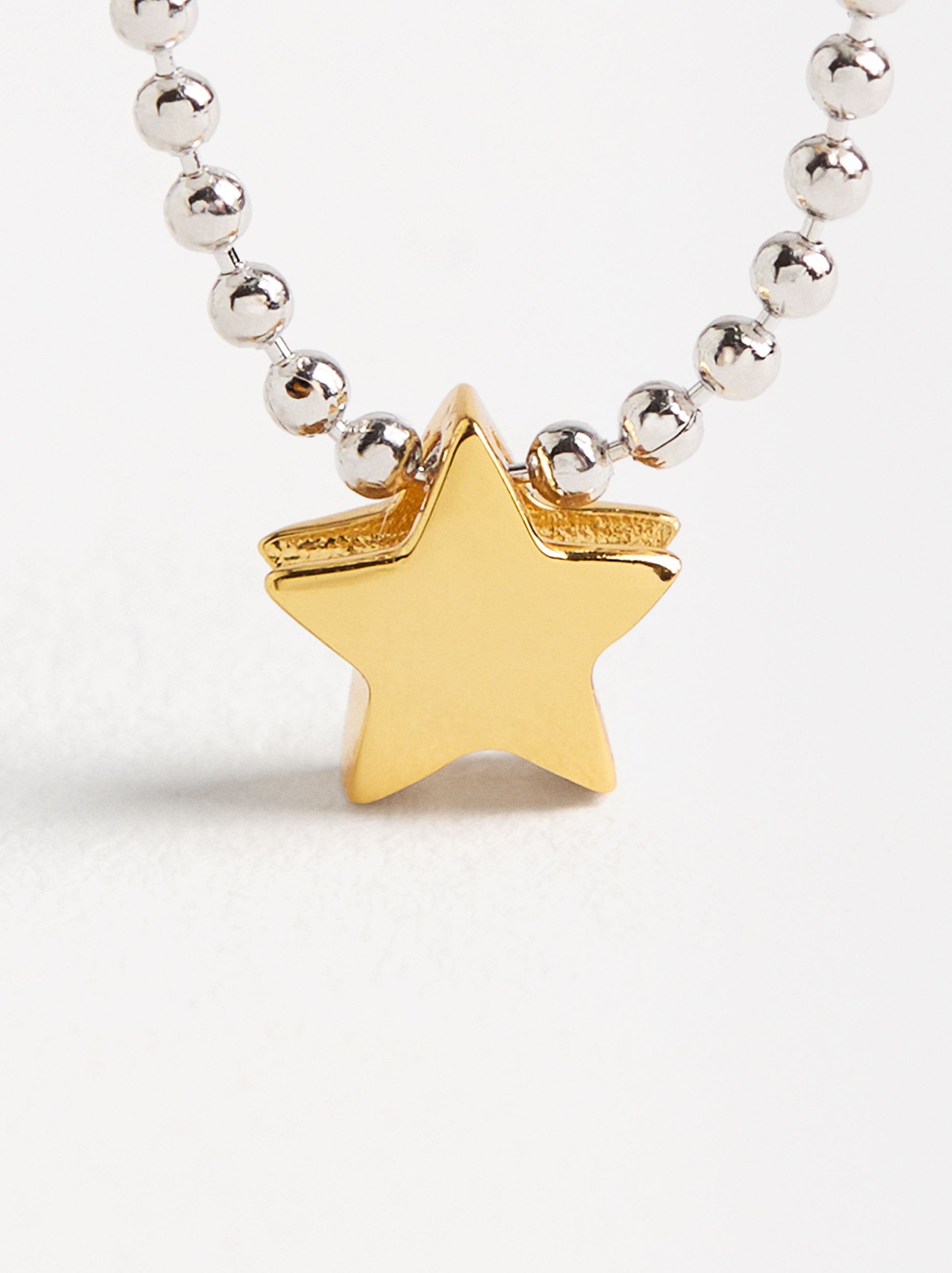 Collar Bicolor Con Estrella - Plata De Ley 925