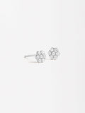 Aretes Flor Con Circonitas - Plata De Ley 925