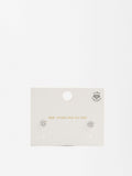 Pendientes Flor Con Circonitas - Plata De Ley 925