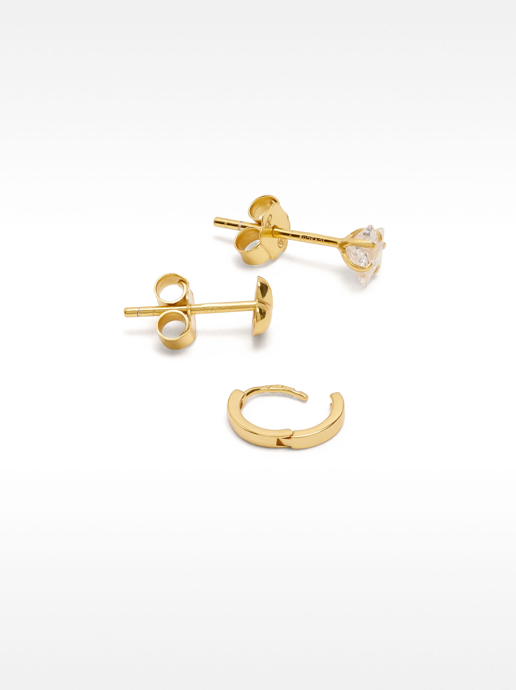 Set De Pendientes Con Circonitas - Plata De Ley 925