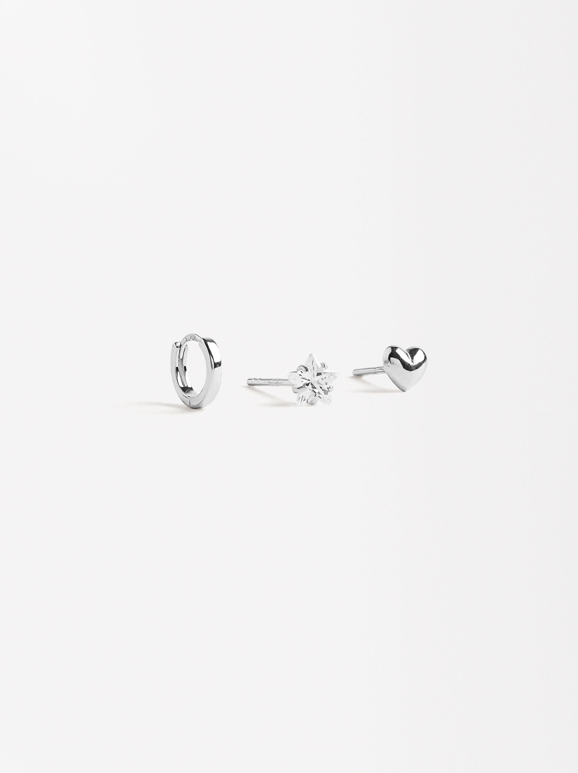 Set De Aretes Con Circonitas - Plata De Ley 925