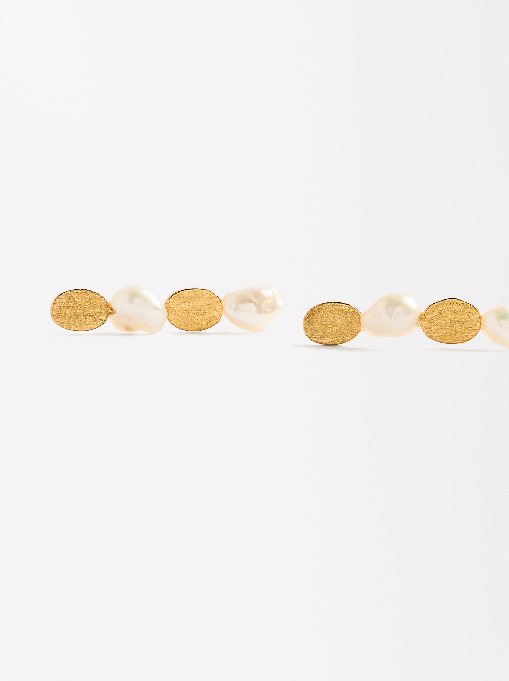 Aretes Largos De Perlas - Plata De Ley 925