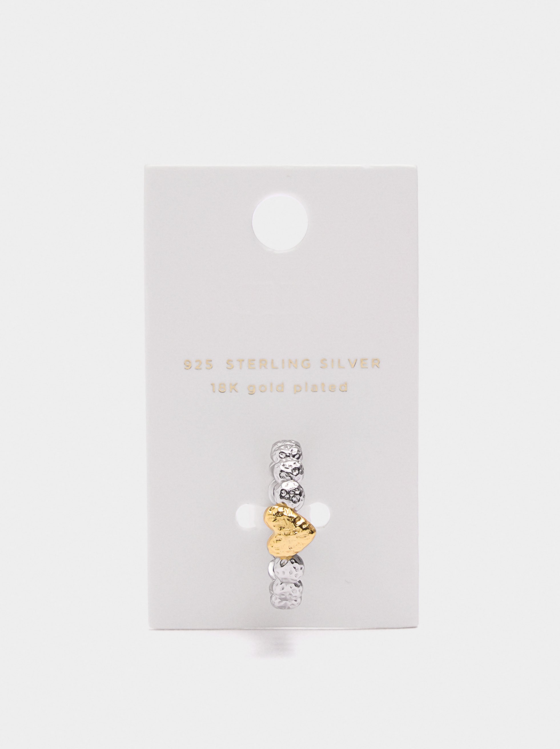 Anillo Bicolor Con Corazón - Plata De Ley 925