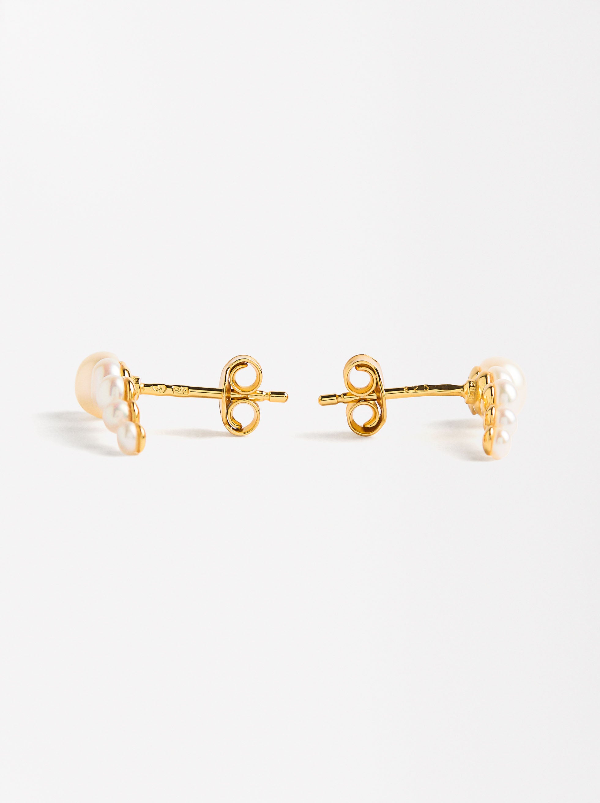 Aretes De Perlas De Agua Dulce - Plata De Ley 925