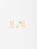 Pendientes Con Circonias Y Perlas De Agua Dulce - Plata De Ley 925