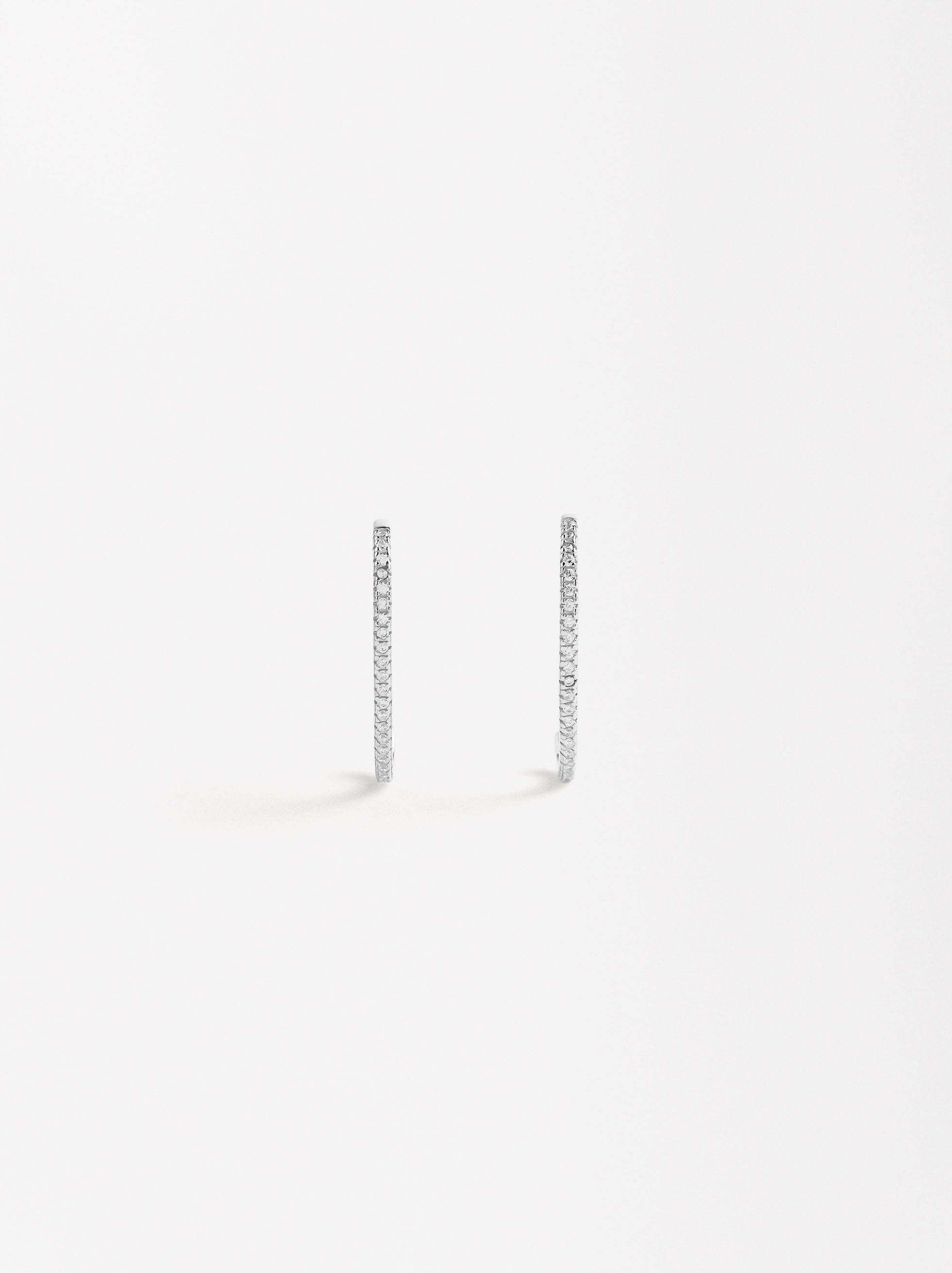 Pendientes Aro Con Circonias - Plata De Ley 925