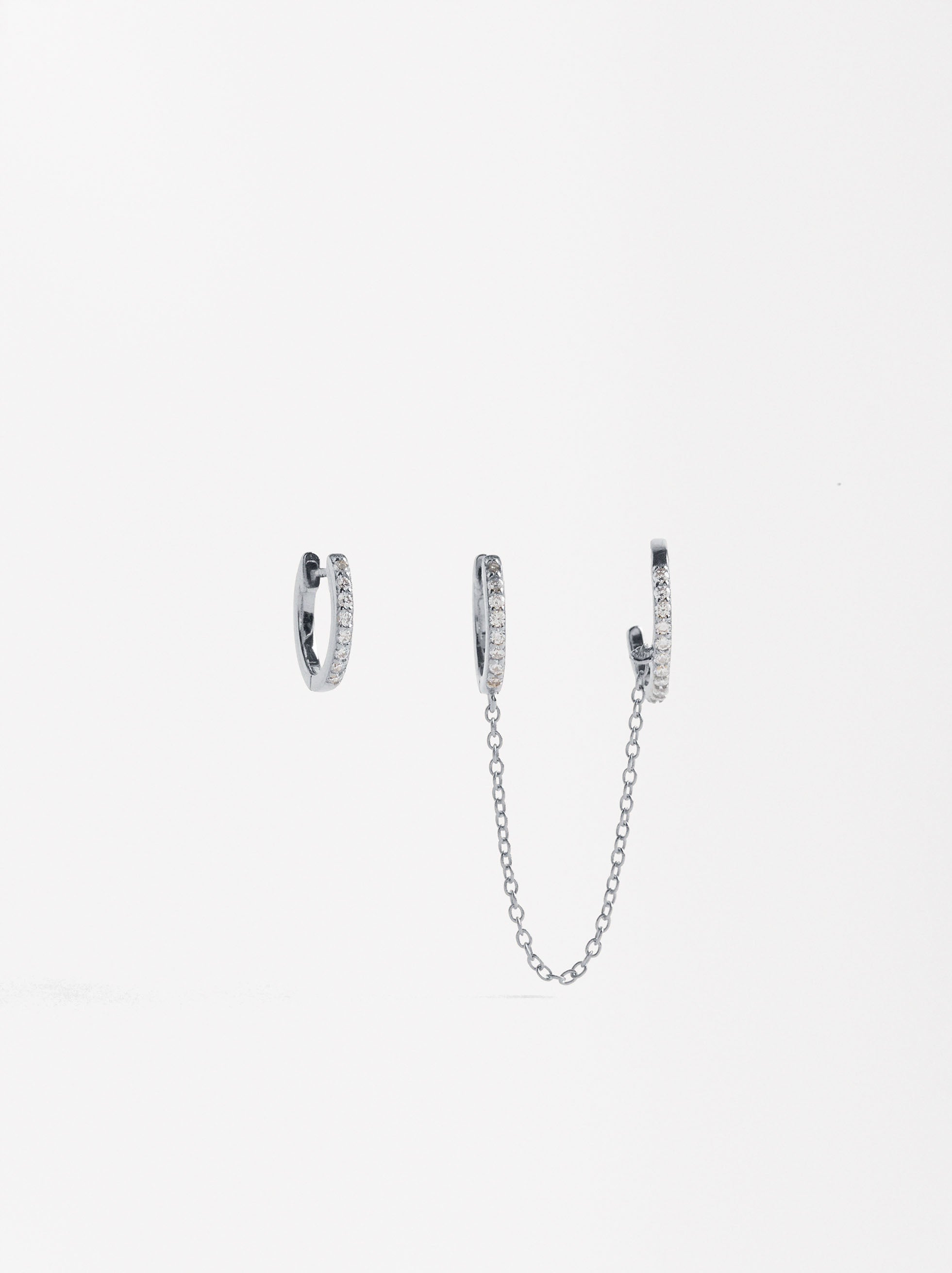 Pendientes Earjacket Con Circonias - Plata De Ley 925