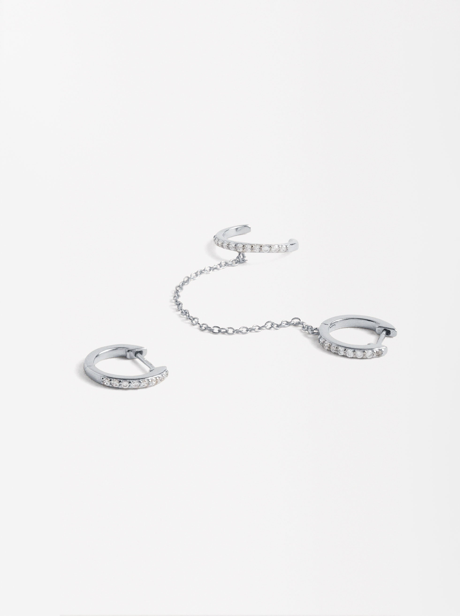 Pendientes Earjacket Con Circonias - Plata De Ley 925