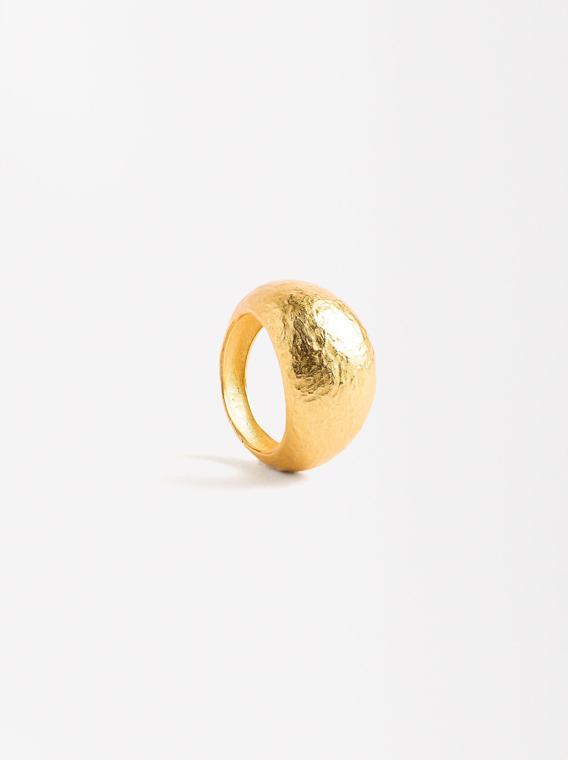 Anillo Redondeado Efecto Martillado - Plata De Ley 925