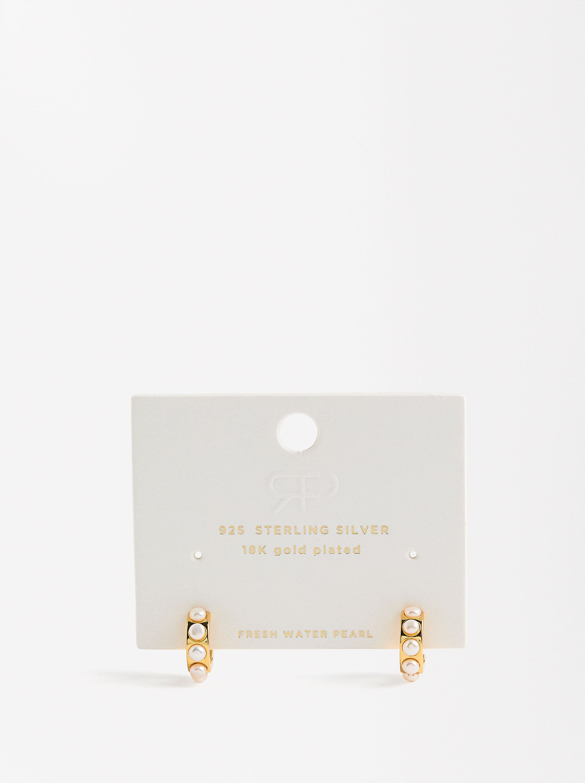 Aretes Cortos Con Perlas - Plata De Ley 925