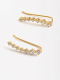 Aretes Alargados Con Circonias - Plata De Ley 925