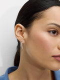 Aretes Alargados Con Circonias - Plata De Ley 925