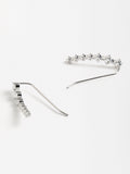 Aretes Alargados Con Circonias - Plata De Ley 925