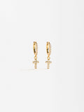Aretes Cruz Con Circonias - Plata De Ley 925