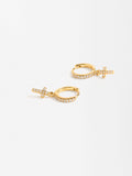 Aretes Cruz Con Circonias - Plata De Ley 925