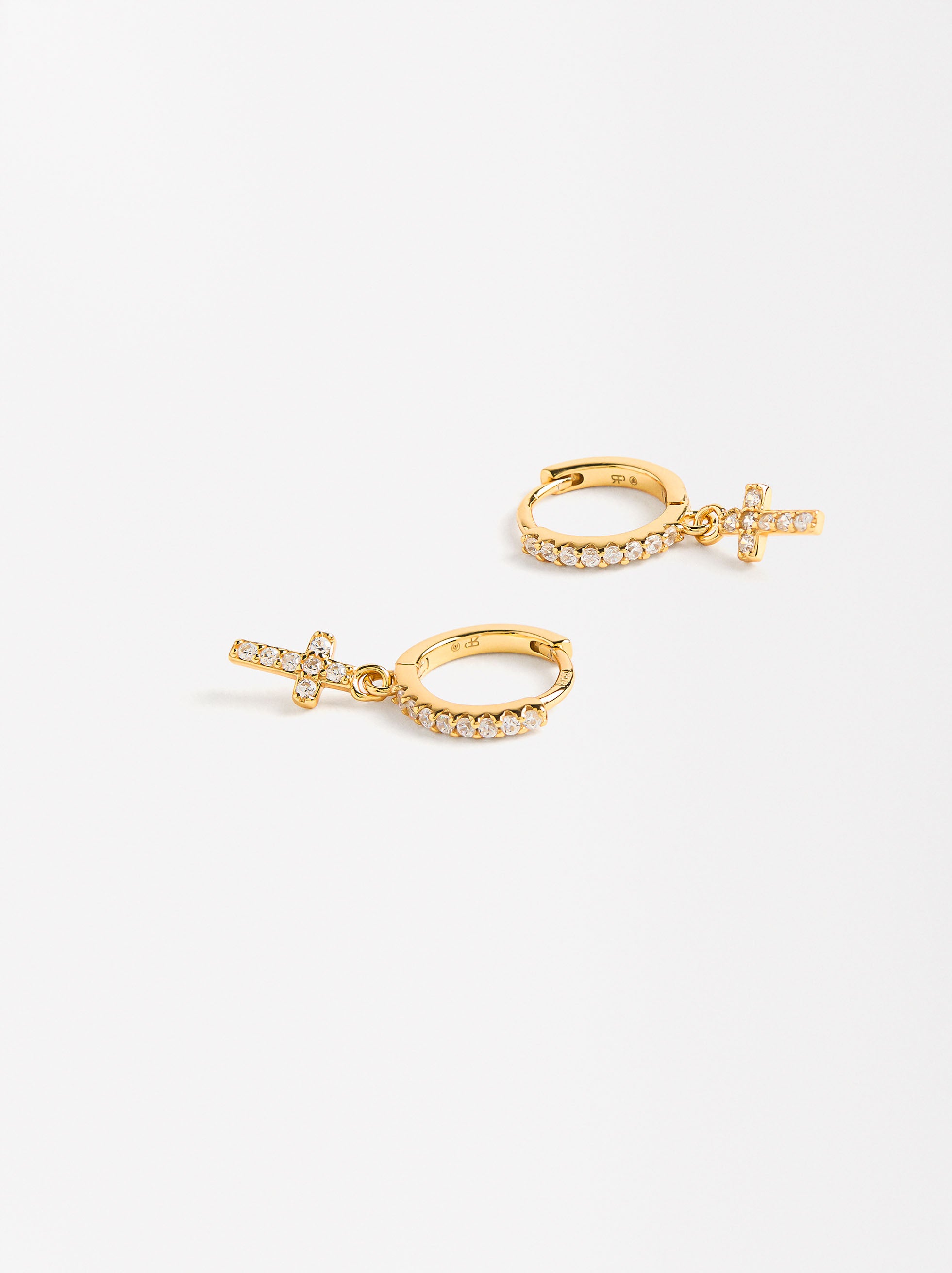 Aretes Cruz Con Circonias - Plata De Ley 925