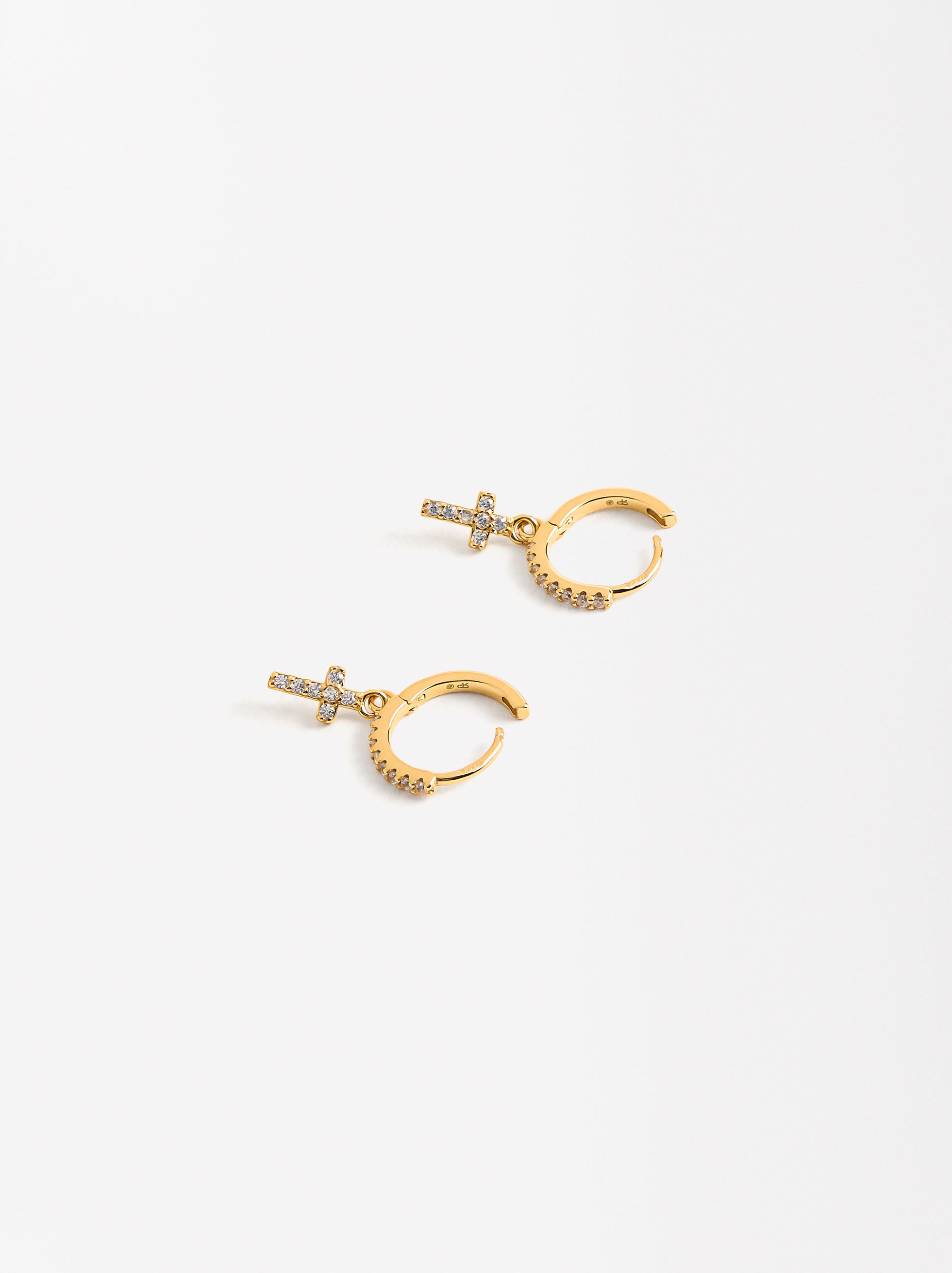 Aretes Cruz Con Circonias - Plata De Ley 925