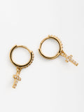 Aretes Cruz Con Circonias - Plata De Ley 925