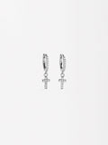 Aretes Cruz Con Circonias - Plata De Ley 925
