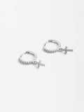 Aretes Cruz Con Circonias - Plata De Ley 925
