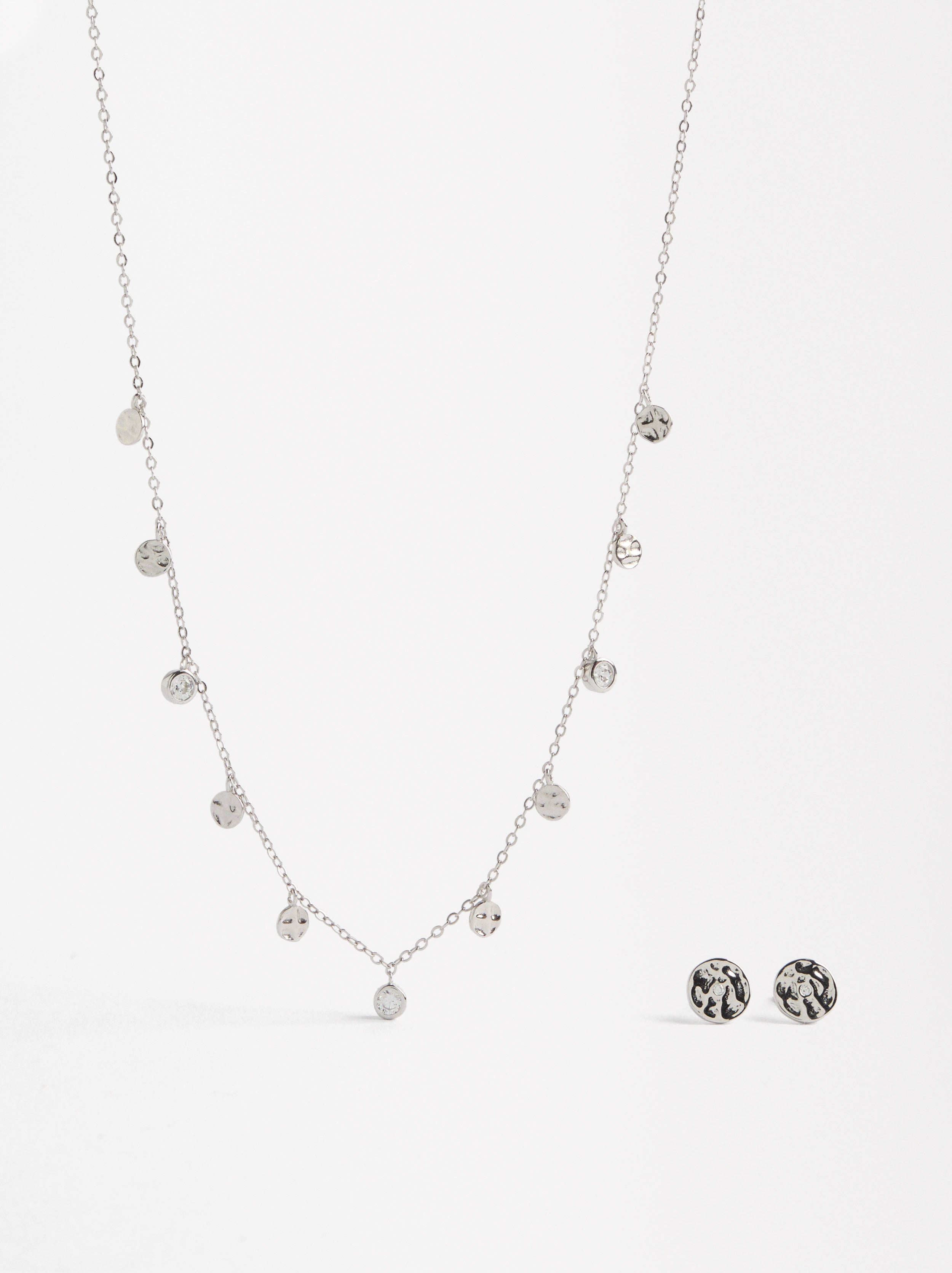 Set De Collar Y Aretes - Plata De Ley 925