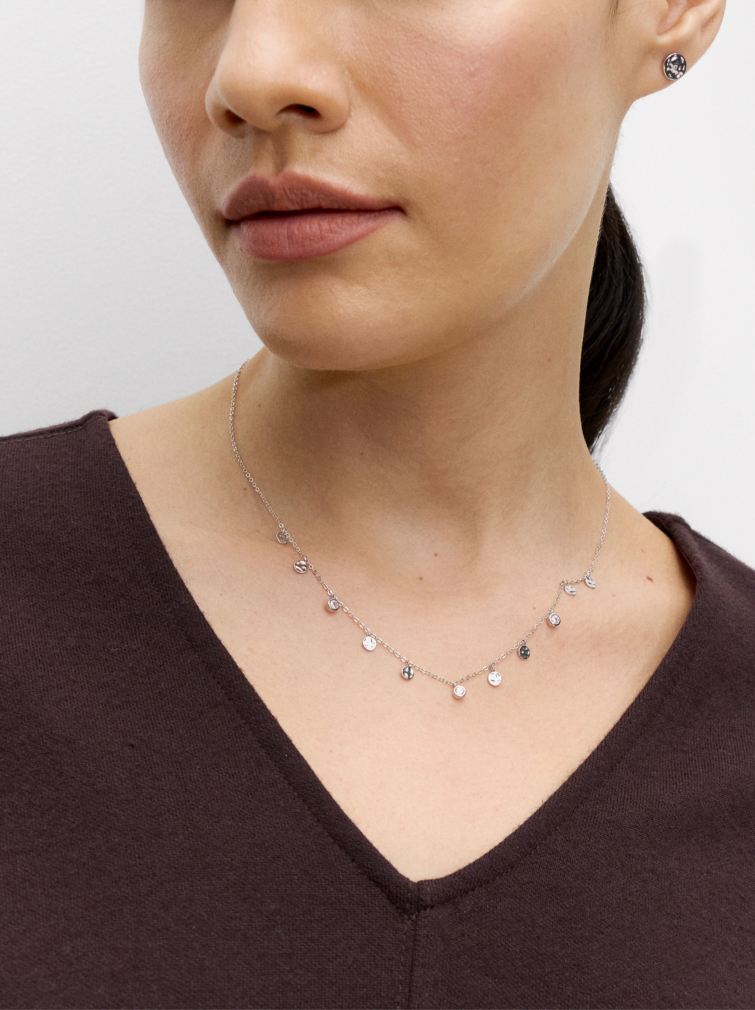 Set De Collar Y Aretes - Plata De Ley 925