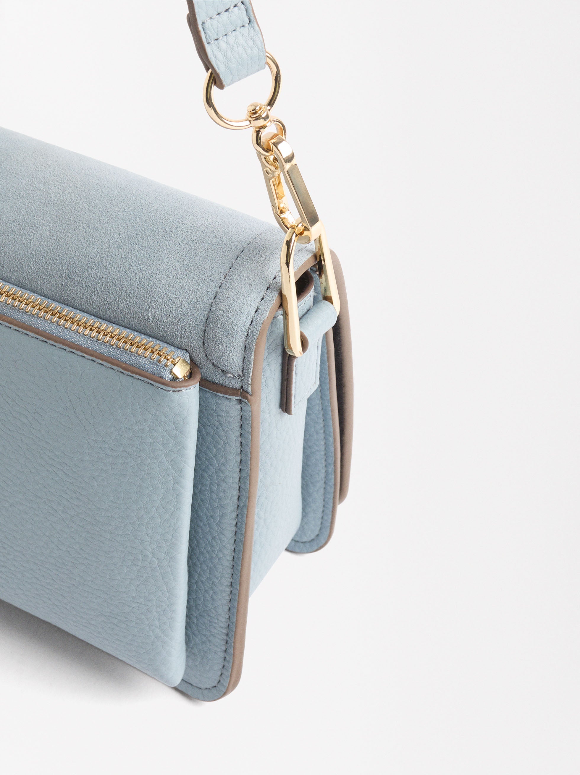 Bolso De Hombro Con Piel Y Cierre De Solapa