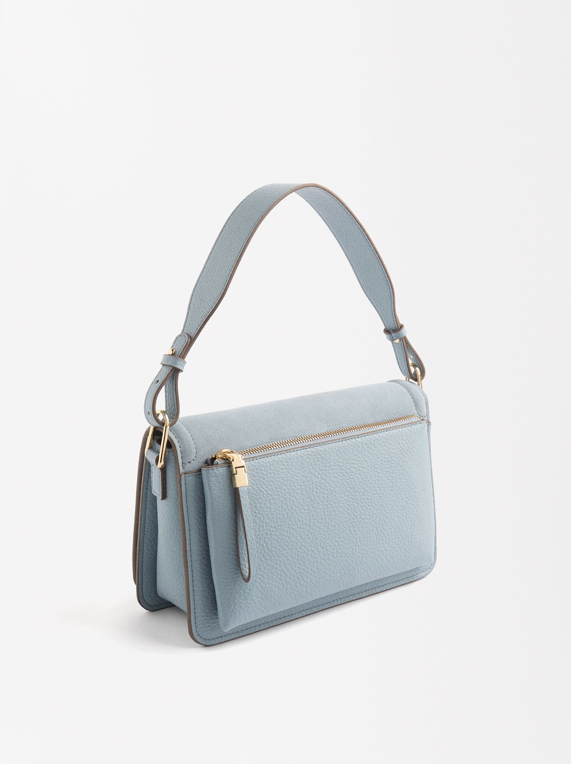 Bolso De Hombro Con Piel Y Cierre De Solapa