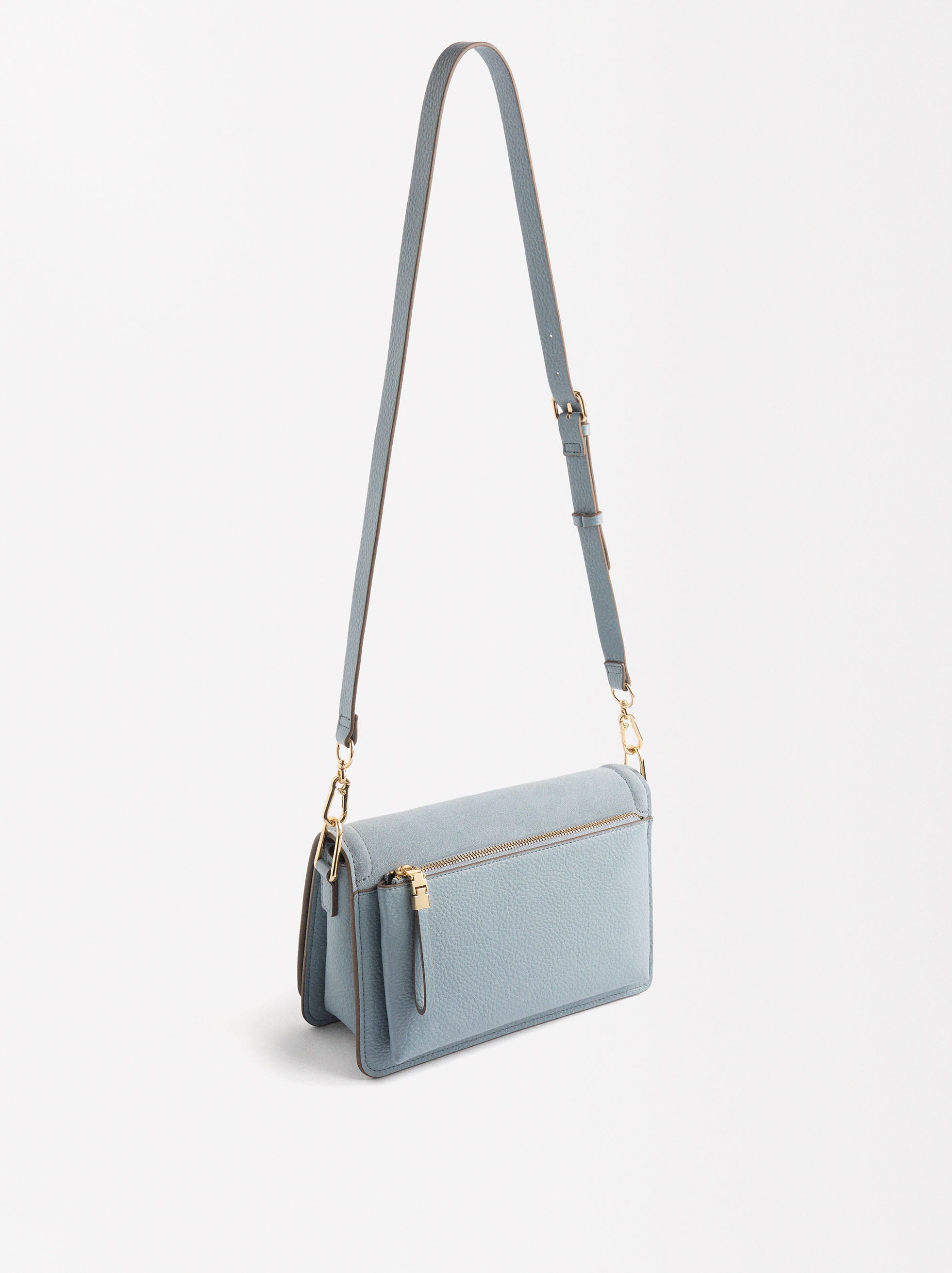 Bolso De Hombro Con Piel Y Cierre De Solapa